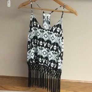Hippie Boho Y2K Cropped Tank Top w/ Fringe